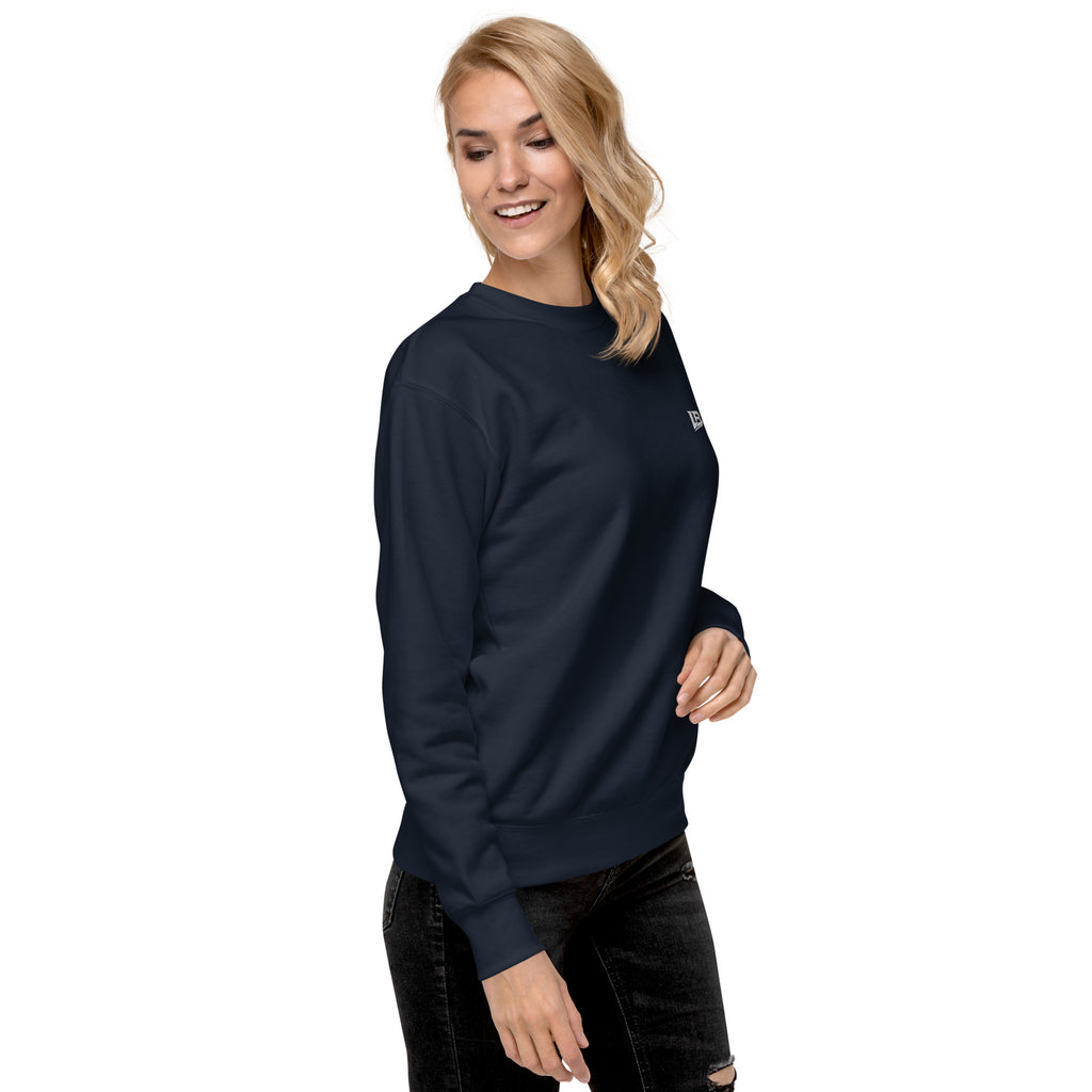 Sweatshirt premium unisexe streetwear LB coloris navy blazer, vue de trois-quarts droit