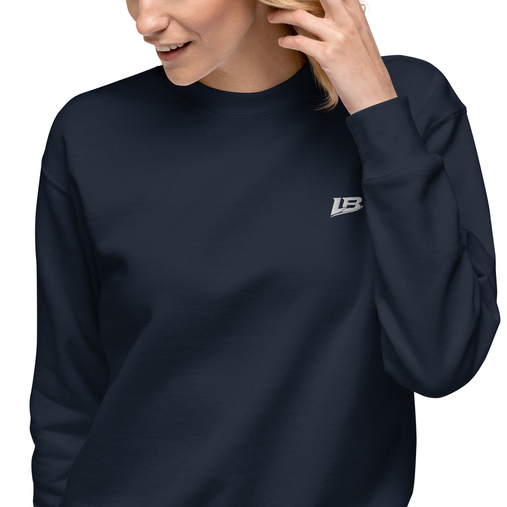 Sweatshirt premium unisexe streetwear LB coloris navy blazer, détail du tissu