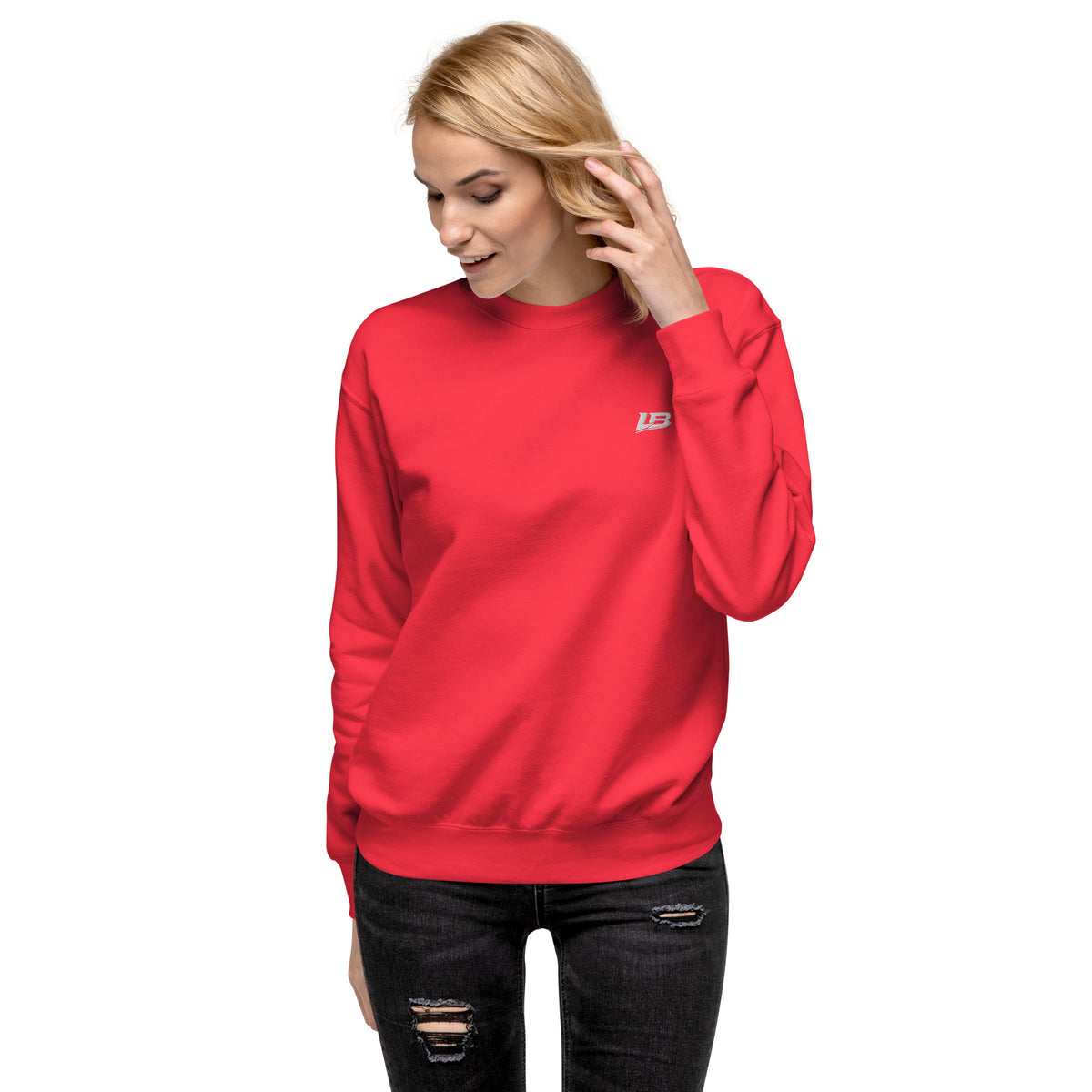 Sweatshirt premium unisexe streetwear LB coloris team red, vue de face