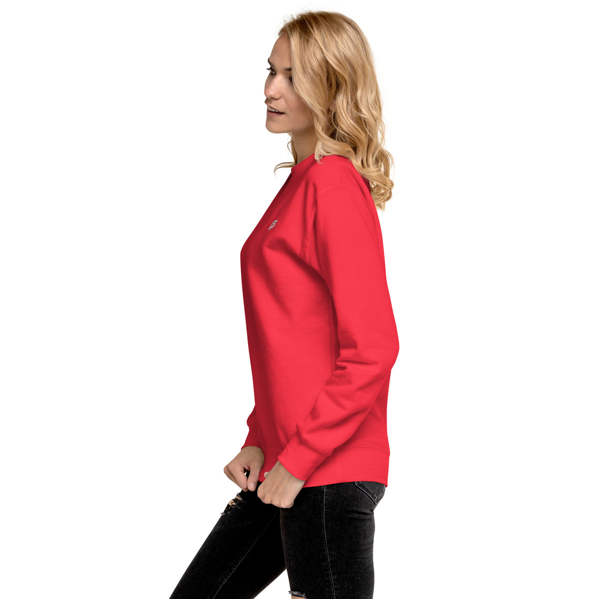 Sweatshirt premium unisexe streetwear LB coloris team red, vue de profil gauche
