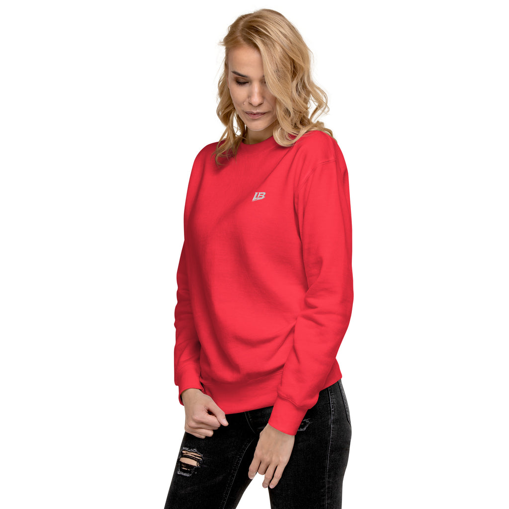 Sweatshirt premium unisexe streetwear LB coloris team red, vue de trois-quarts gauche