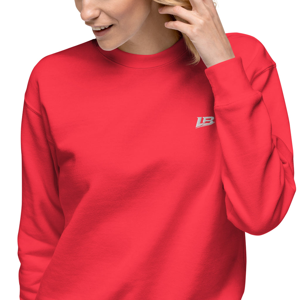Sweatshirt premium unisexe streetwear LB coloris team red, détail du tissu