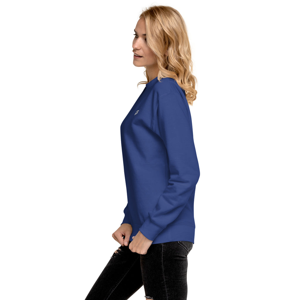 Sweatshirt premium unisexe streetwear LB coloris team royal, vue de profil gauche