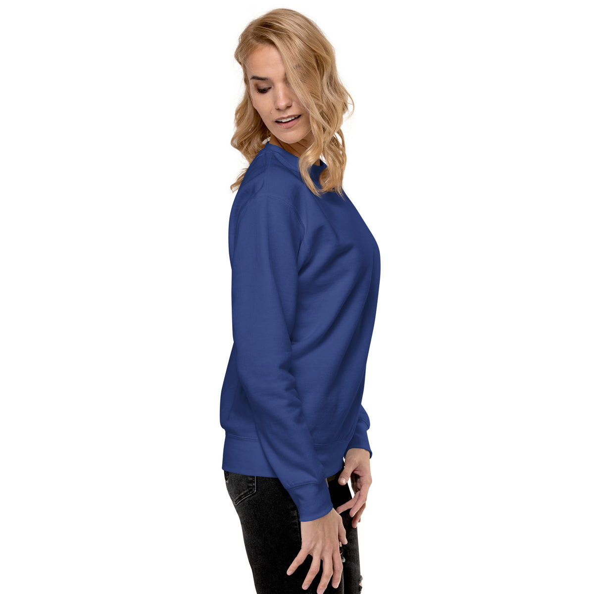 Sweatshirt premium unisexe streetwear LB coloris team royal, vue de profil droit