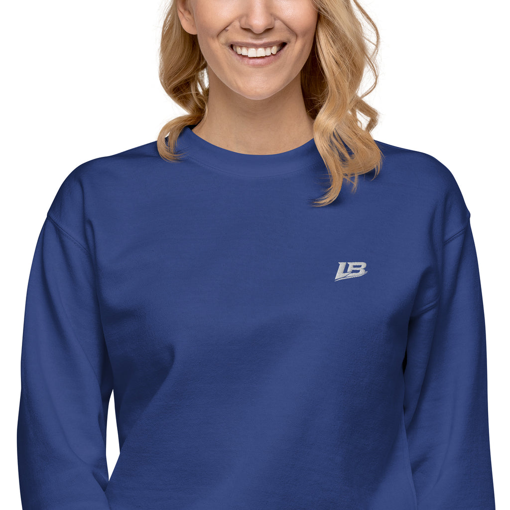 Sweatshirt premium unisexe streetwear LB coloris team royal, détail du tissu (vue 2)