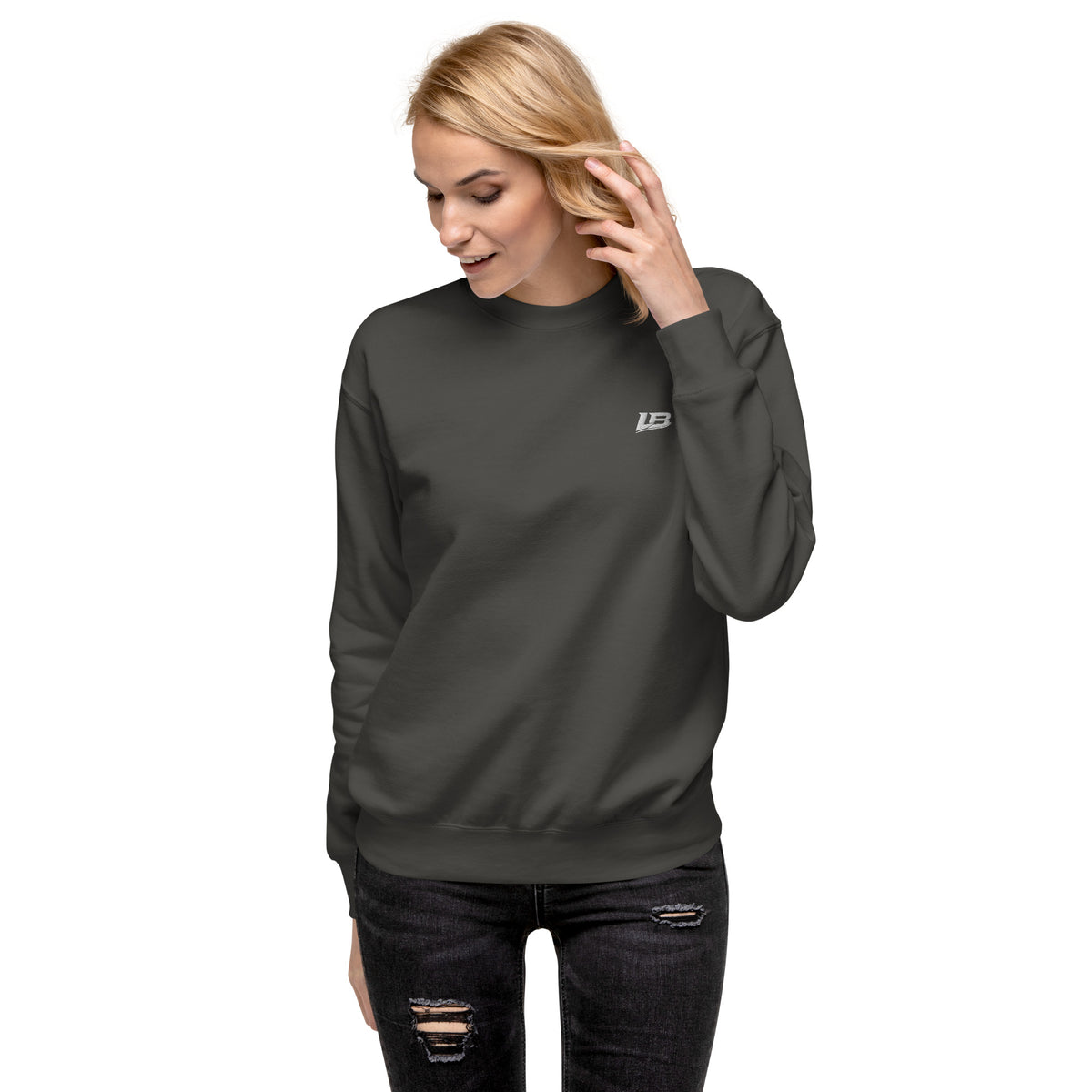 Sweatshirt premium unisexe streetwear LB coloris vintage black, vue de face