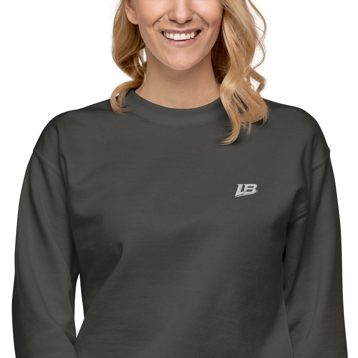 Sweatshirt premium unisexe streetwear LB coloris vintage black, détail du tissu (vue 2)