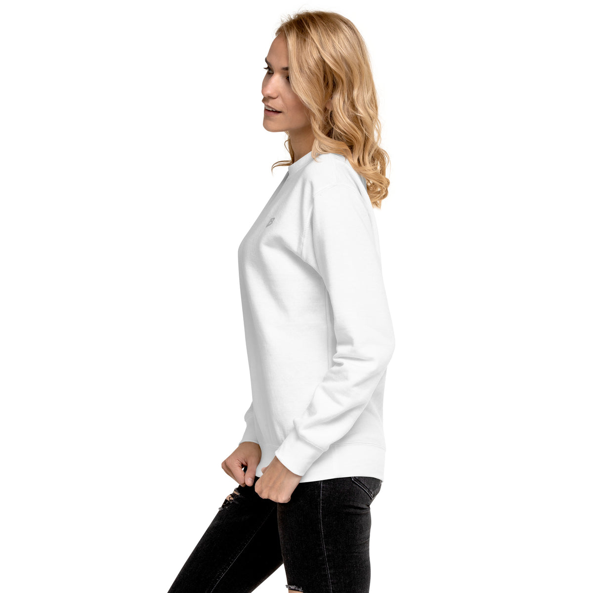 Sweatshirt premium unisexe streetwear LB coloris white, vue de profil gauche