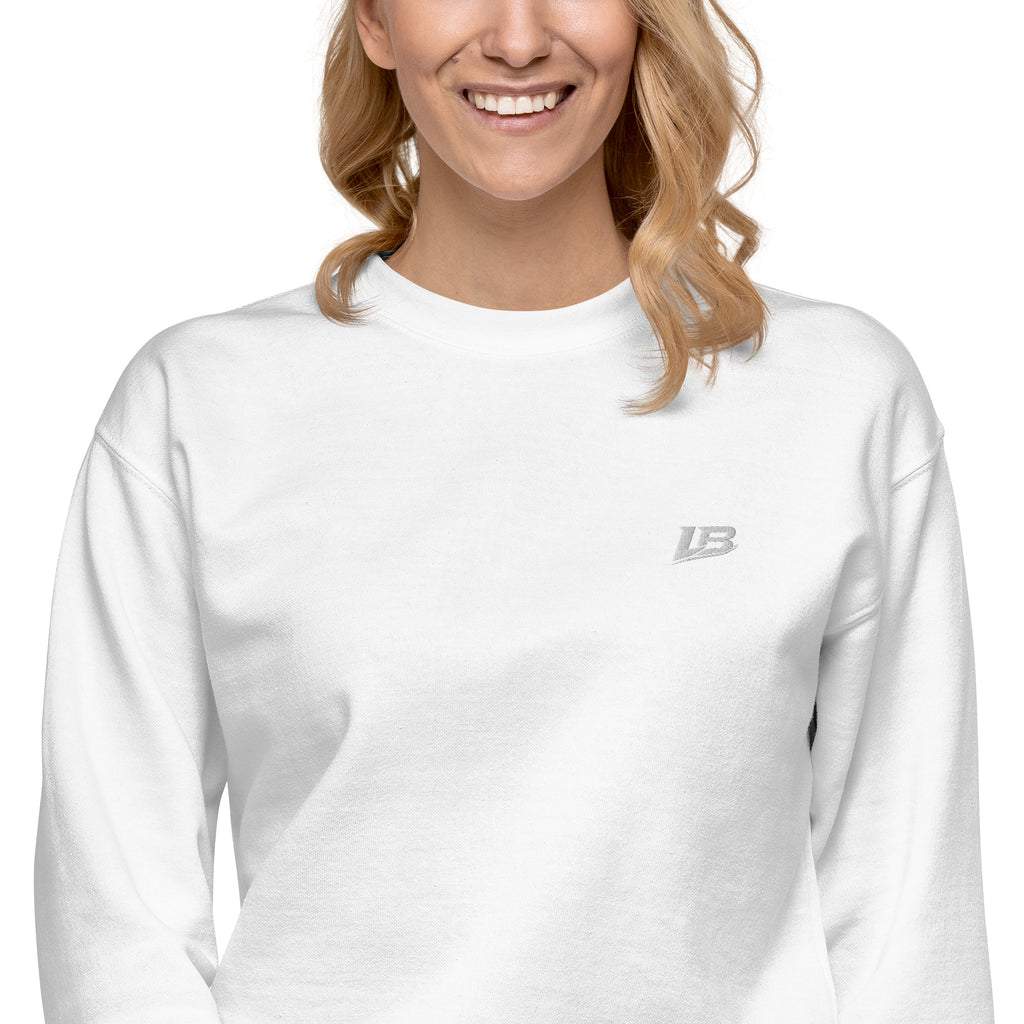 Sweatshirt premium unisexe streetwear LB coloris white, détail du tissu (vue 2)