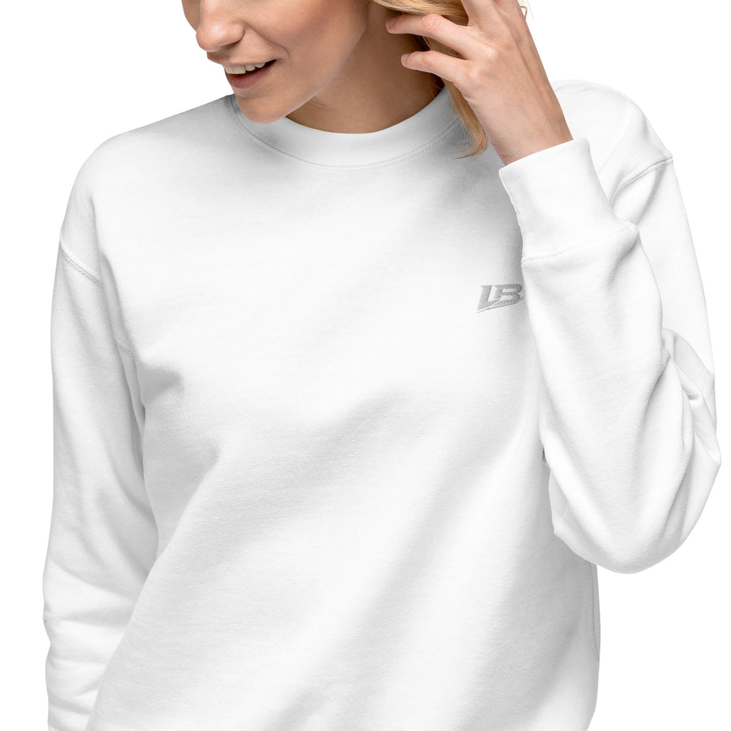 Sweatshirt premium unisexe streetwear LB coloris white, détail du tissu
