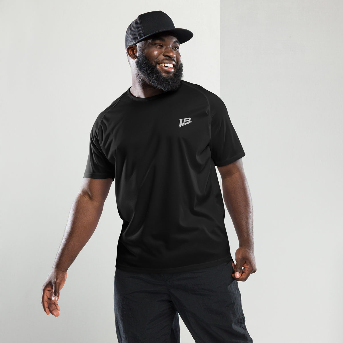 Maillot de sport unisexe streetwear LB coloris black, vue de face
