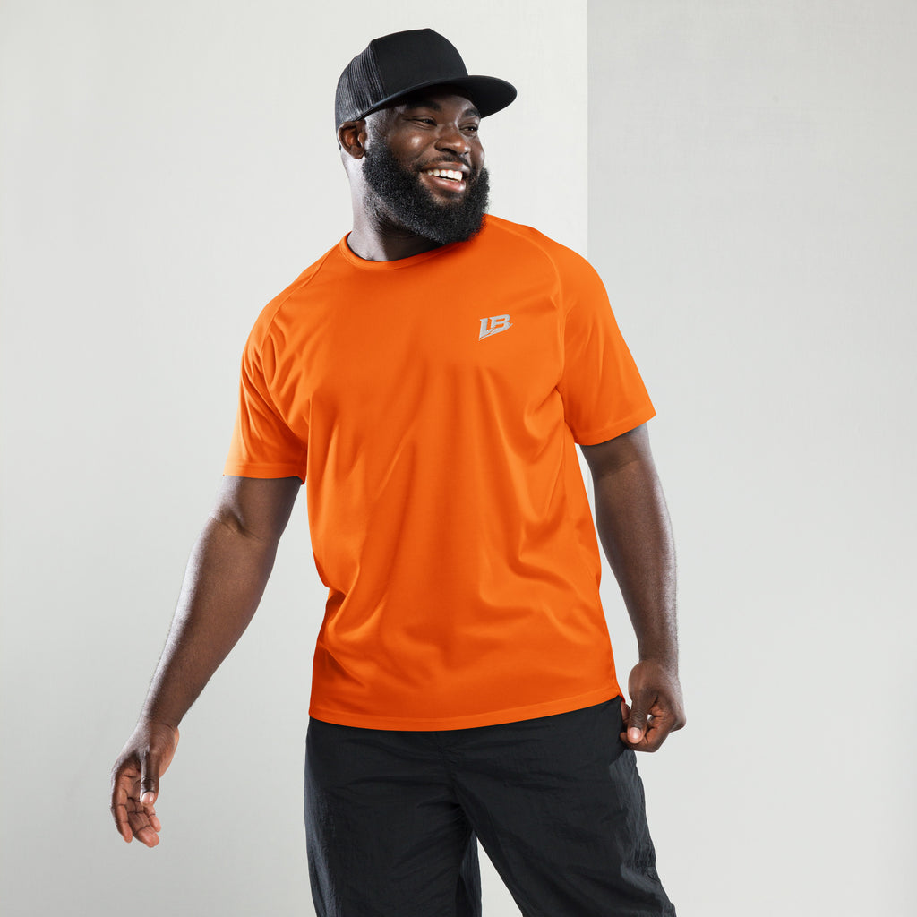 Maillot de sport unisexe streetwear LB coloris neon orange, vue de face