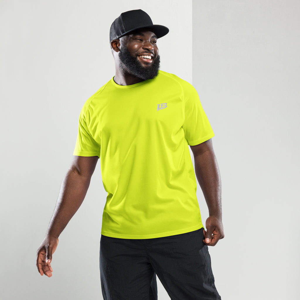 Maillot de sport unisexe streetwear LB coloris neon yellow, vue de face