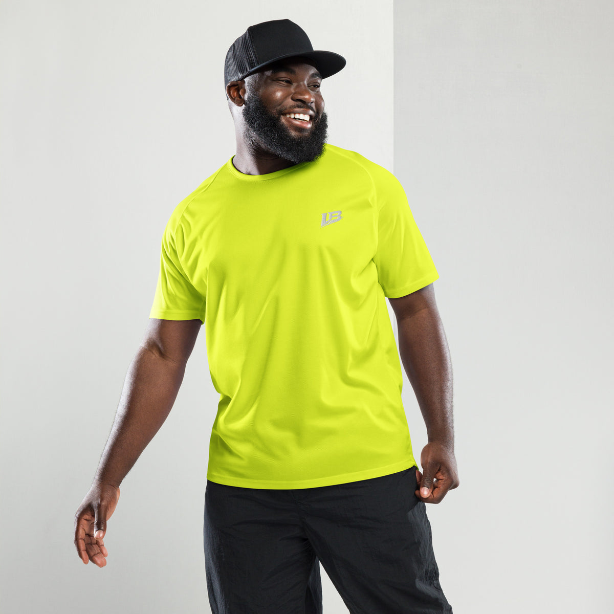 Maillot de sport unisexe streetwear LB coloris neon yellow, vue de face