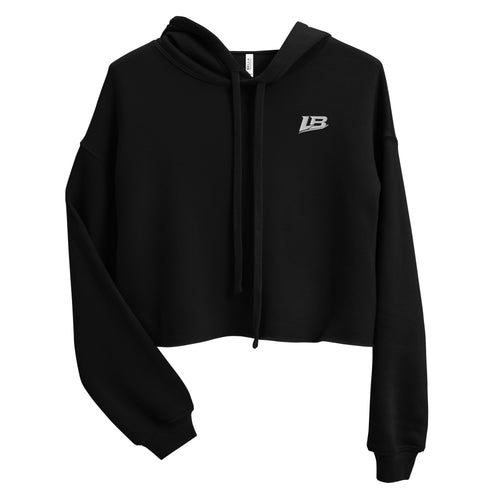 Crop hoodie streetwear femme LB noir, vue de face