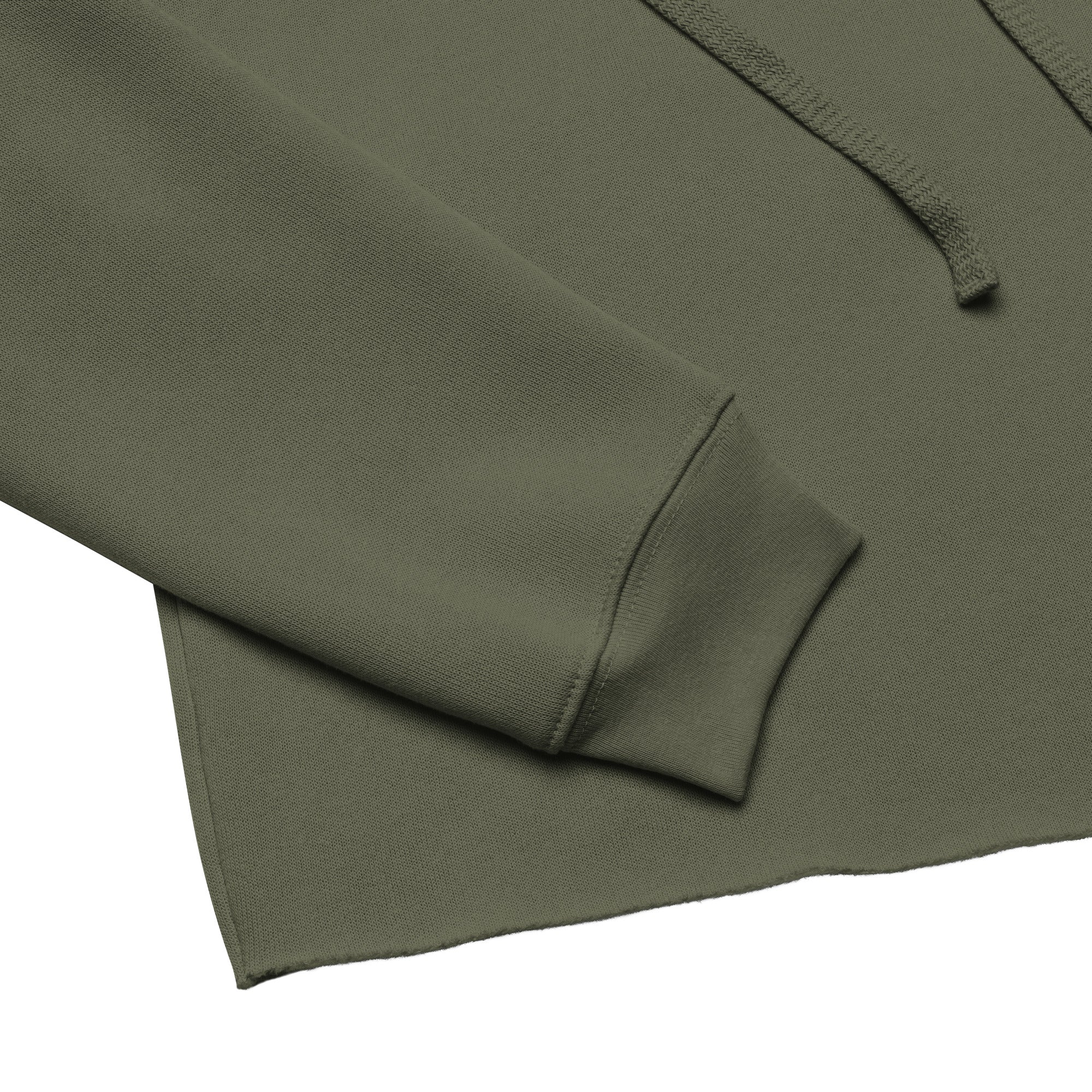 Crop hoodie streetwear femme LB vert militaire, detail du tissu